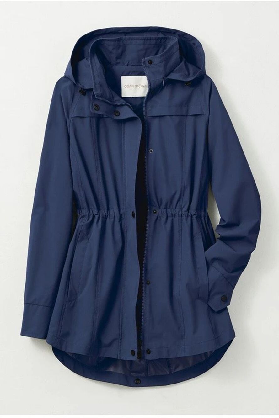 Coldwater Creek Pack-It Rain Resistant Hooded Windbreaker Jacket navy S NEW
